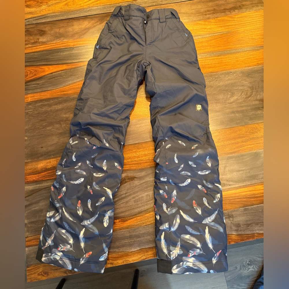 Orage Kids Ski Snowboard Snow Pants in Navy with Feathers